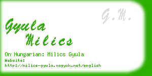 gyula milics business card